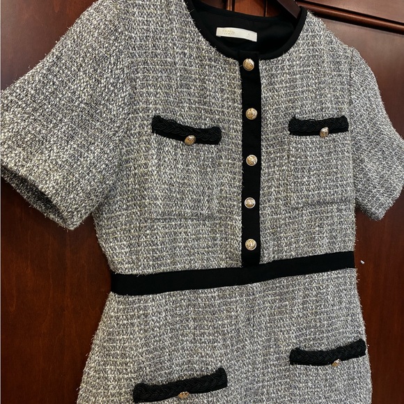 Maje Metallic cotton-blend tweed mini dress - Picture 6 of 11